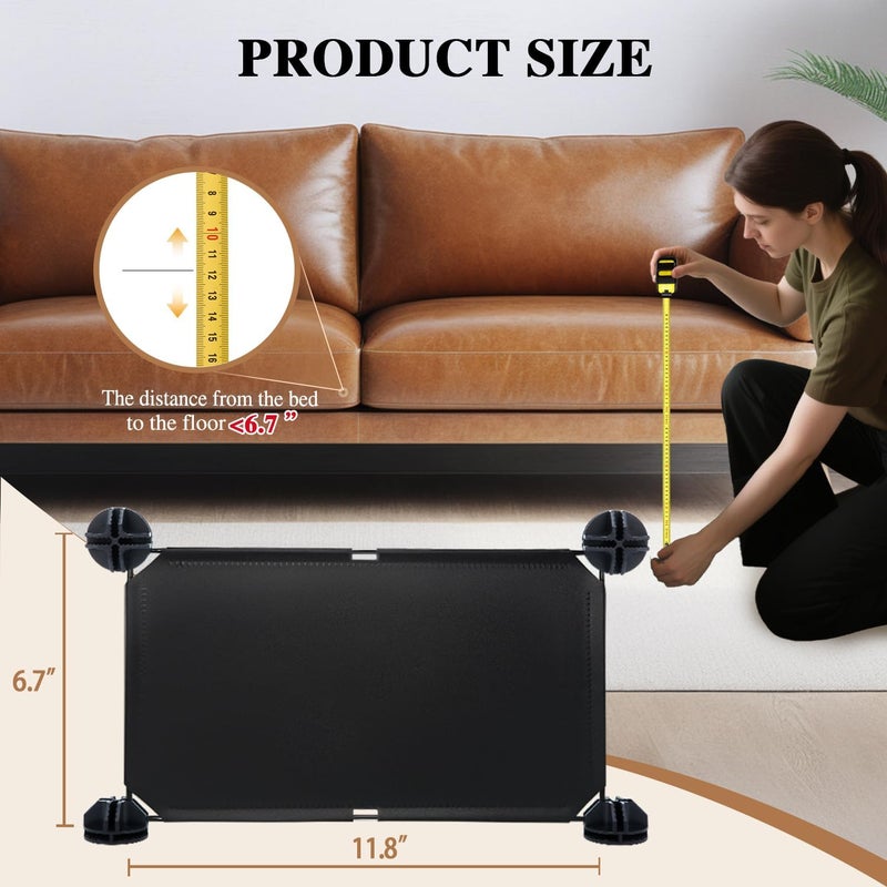 LEICHTEN 6.7" H x 248" L in Total Under Couch Blocker, Adjustable Length Couch Blockers for Pets, Couch Blockers Keep Cat Dog Off Couch, Fits Loveseat, Sofa, Couch, Black - Image 3